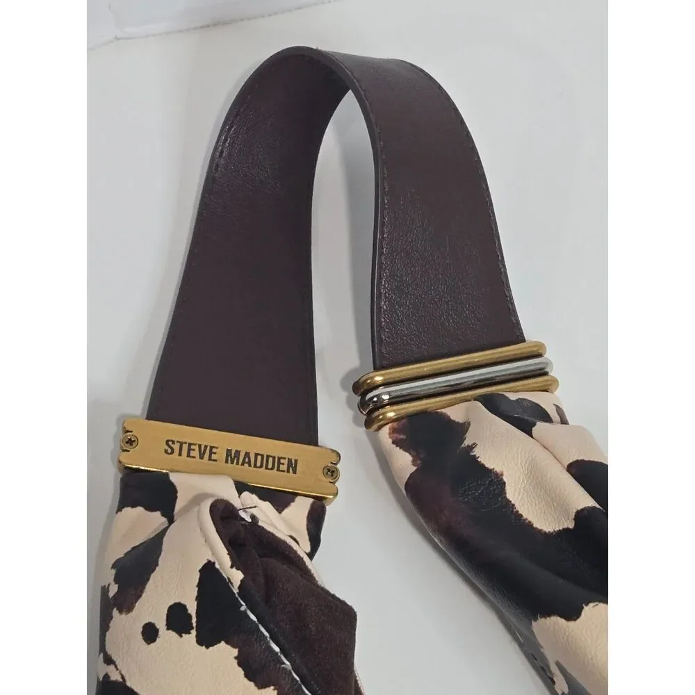 Steve Madden Animal Print Slouchy Hobo Bag | Brown Cow Leopard Shoulder Handbag